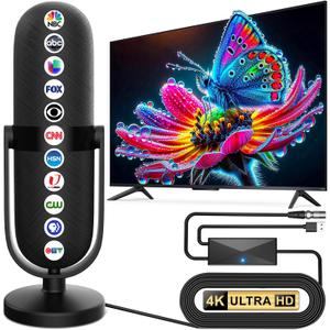 2025 TV Antenna,Digital Antenna 1900+ Miles Range,Antenna for Smart TV with 360 Reception Amplifier Signal Booster,HD Antennas for Local Channels Support 8K 4K 1080p-TV Antenna Indoor 25ft Coax Cable