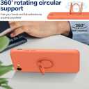 for Samsung Galaxy S21 FE 5G Case with Ring,Slim Soft Liquid Silicone Phone Case,Built in 360Rotatable Ring Holder,Shockproof Protection Phone Case 6.4inch Orange JUS04-12