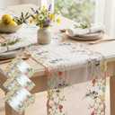 3 Pcs Floral Table Runner 13 x 72 Inch Embroidery Tulle Spring Wildflower Table Runner Seasonal Spring Kitchen Dining Gauze Decoration for Wedding Baby Shower Birthday Party