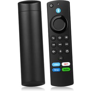 Replacement Firestick Remote Control Fit for Fire Smart TV Stick Lite/4K/4K MAX/4K Plus/HD, Smart TV 3rd Gen/TV Cube(1st/2nd/3rd Gen)/TVs Stick(2nd/3rd Gen) with Voice Controller Green hulu Button (black)