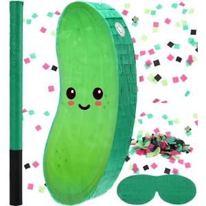 Sonwyoung Pickle Piñata for Kids Birthday Party 15.7 x 6.7 x 2.8 Inches Cucumber Theme Piñata with Bat Blindfold and Confetti for Baby Shower Photo Props Cinco De Mayo Fiesta Decoration