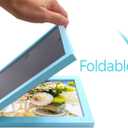 Double 5x7 Horizontal Combo, Soft-Blue Wood Picture Frame, 4.5x6.5 Opening Foldable Landscape View Photo Frame on Table-top or Wall