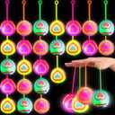 Wettarn 24 Pcs 2.6 Inch Bouncy Light up Ball for Kids Autism Awareness Students Party Favor Gifts Flashing Squeaky Classroom LED Stress Balls Fidget Sensory Glow Toys Prizes School(Heart)