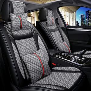 Car Seat Cover Full Set, Premium Soft Breathable Seat Covers with Neck Pillows, Lumbar Pillows, for Most 5 Seats Cars SUV, Airbag Compatible (Gray)