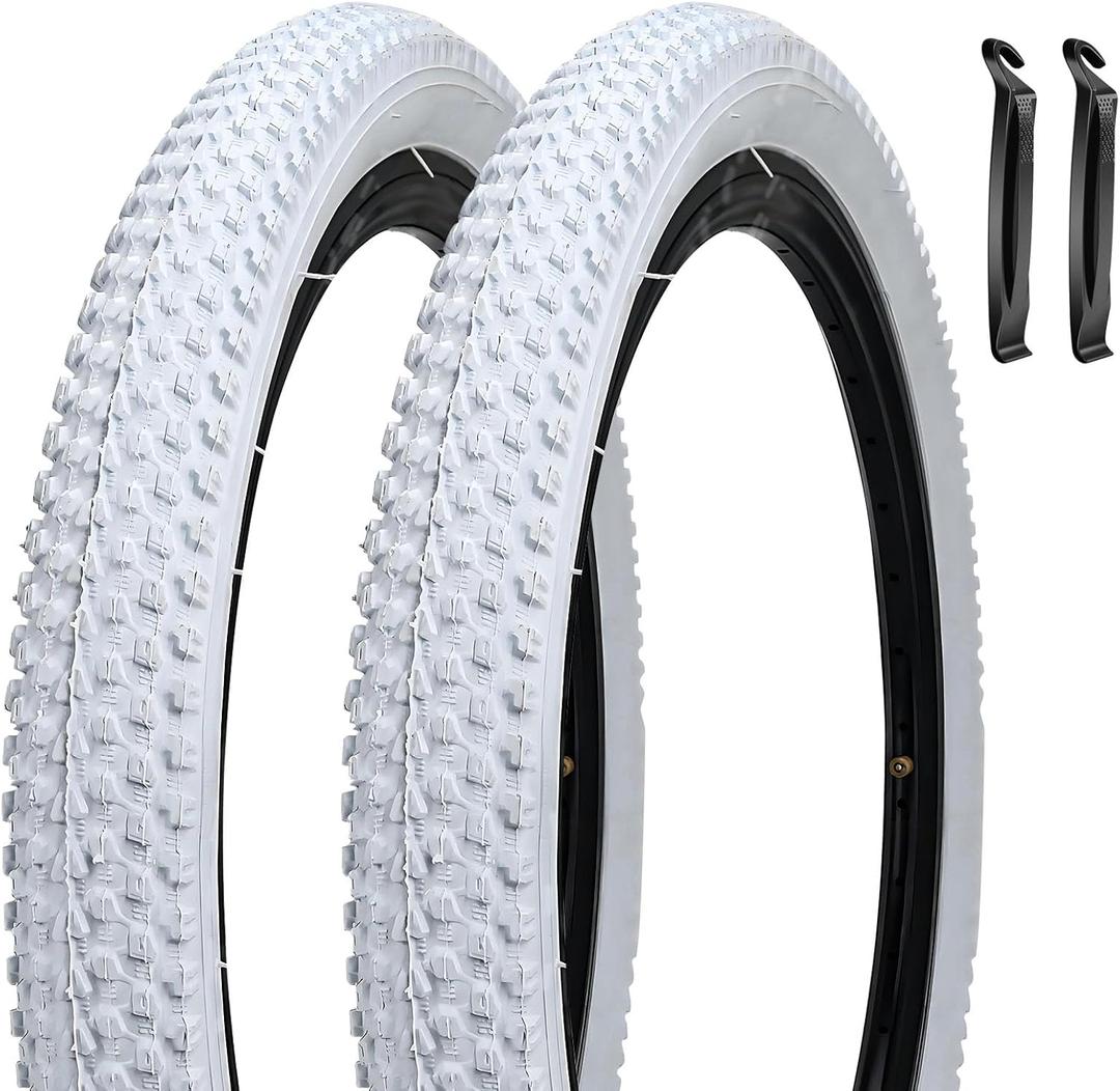 SIMEIQI Pair of 12"/14"/16"/18"/20"x2.125" Bike Tires White for Trail Road Urban Pavement Kid's Replacement Bicycle Tyres Compatible with 14/16/18/20x1.75/1.95/2.0/2.125 Tire Wheel