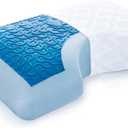 MALOUF Z Side Sleeper Shoulder Cutout Dough Memory Foam Pillow with Liquid Gel Layer-Queen, Blue