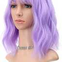 Amazon.com : FAELBATY Short Wavy Purple Wigs With Air Bangs Shoulder Length Wig For Women Girls Curly Wavy Synthetic Halloween Cosplay Costume Wigs (12" Purple) : Beauty & Personal Care