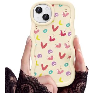 for iPhone 15 Phone Case, Curly Wavy Frame with Cute Pattern