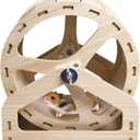 Hamiledyi Wooden Hamster Wheel, Small Pets Exercise Wheel, Silent Running Wheel for Gerbil, Mice, Dwarf Syrian Hamster (8.26in)