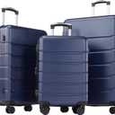 OLIXIS 3-Piece Luggage Set, Carry On Suitcases with Spinner Wheels, Expandable Travel Luggage with TSA Approved Lock & ABS Hard Shell, Blue(20/24/28 Inch)