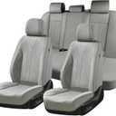 FLORICH Car Seat Covers Full Set, Leather Seat Cover for Cars Waterproof Full Coverage Seat Covers Universal Seat Covers for Cars Seats Protectors Cushion Universal Fit for Most Cars SUV Trucks, Gray