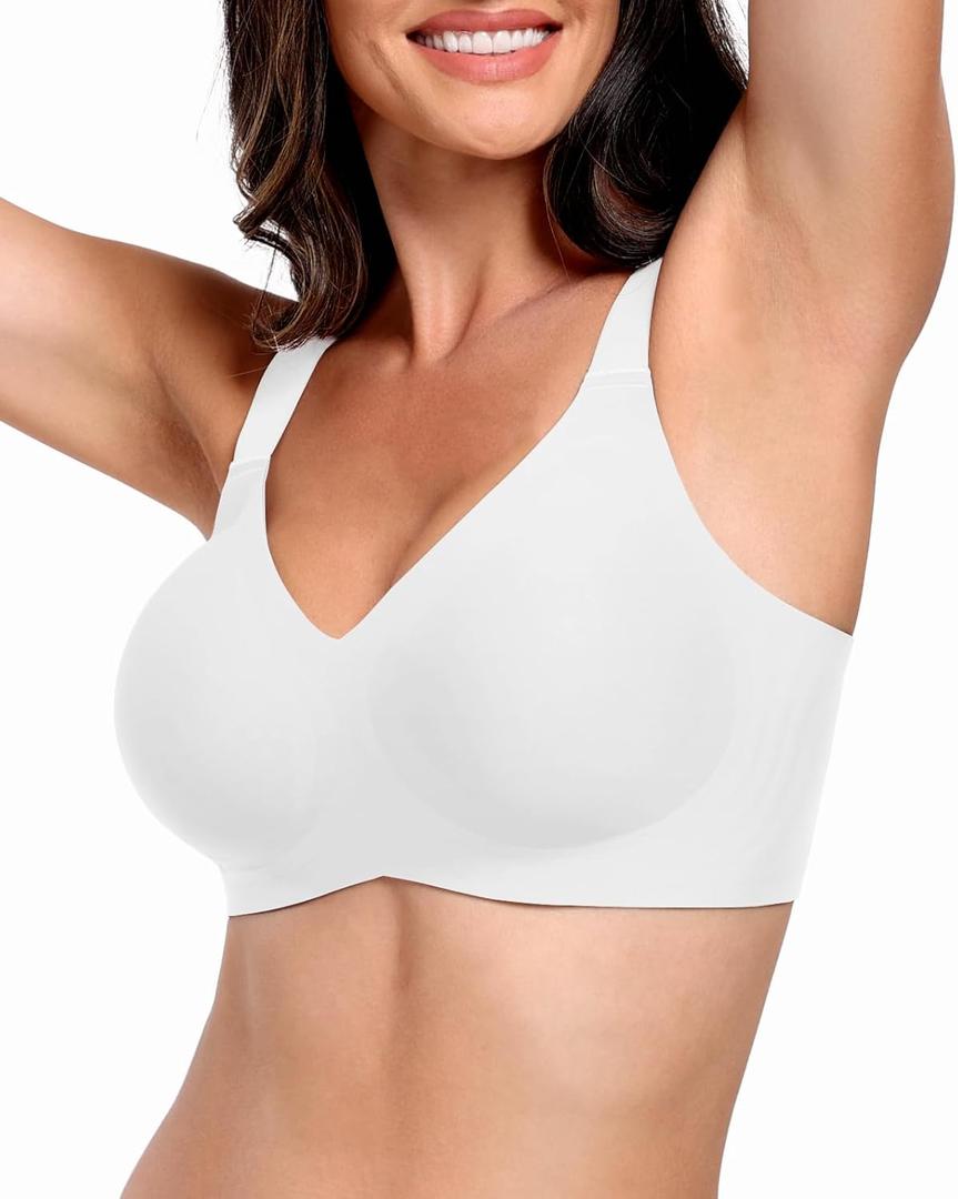 Wireless Bras for Women Full Coverage No Underwire Push Up Supportive Bra Comfortable Everyday T-Shirt Bra (Small)