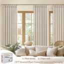 Pinch Pleat Semi Sheer Curtains 84 Inches Long for Bedroom,Elegant Natural Beige Faux Linen Light Filtering Heat Textured Curtains 2 Panels Set with Track Hooks/Rings for Living Room Windows W40 xL84