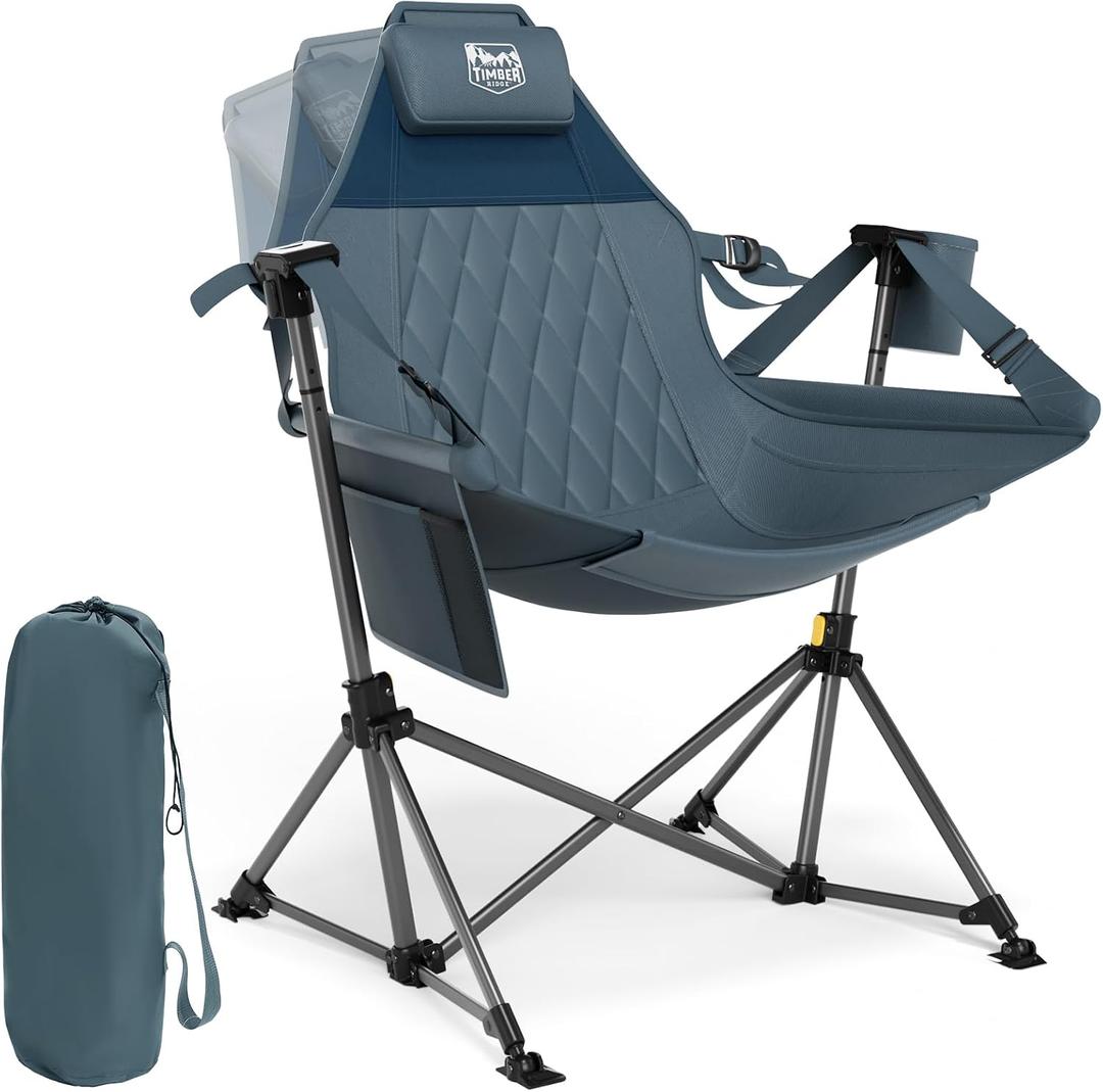 TIMBER RIDGE Hammock Camping Chair, Oversized Swinging Hammock Chair with Adjustable Back and Seat for Outdoor Lawn, Sports, Supports 400lbs, Blue