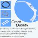 Dryer Bearing Kit WE49X20697 Replacement for GE WE3M26 Top Front Drum Bearing, WE9M30(WE09X20441) Drive Belt, WE12M29 Bearing Slides, WE1M1067 WE1M504 Glide Slides