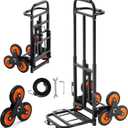 VEVOR Stair Climbing Dolly 460 lbs, Heavy-Duty Folding Trolley Cart for Stairs with Telescoping Handle, 6 Wheels & 2 Ropes, Stair Climber Dolly for Home, Groceries, Warehouse