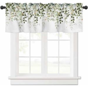Sage Green Eucalyptus Leaves Valance for Windows Berry Branch Plant Curtains Valances Spring Short Curtains Rod Pocket Window Treatment for Kitchen Living Room Bedroom Bathroom Decor 1 Panel 42x12