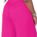 2 Piece Outfits for Women Sexy Backless Short Sleeve Crop Top High Waist Wide Leg Long Pant Sets Tracksuit Sport Set (Pink, XXXL)