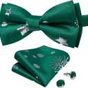 DiBanGu Mens Christmas Vest and Bow Tie Set Festival Christmas Snowflake Suit Vest for XmasNew Year Party Formal (3X-Large, Green Silver Snowflake)