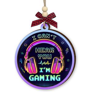2 x Gamer Christmas Ornaments 2025 - I Cant Hear You Im Gaming, Gamer Gifts for Men, Women, Wooden Gaming Ornament Gifts for Gamers Son, Brother, Boyfriend, Friends, Lover Video Game Gift Ideas