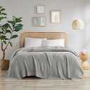 INK+IVY Bree Knit Throw Blanket for Bed, Sofa, and Couch, Lightweight, Breathable, Soft & Cozy Summer Blanket, King (108" x 90"), Grey