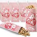 Marspark 100 Pcs 3.5 x 7 Inch Papers Peanut Bags for Party Bulk Baseball Carnival Fresh Roasted Wrapping Bags with Elephant Red White Stripes Flag for Baseball Carnival Circus Birthday Party Supplies