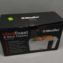 Mueller UltraToast Stainless Steel Toaster 4 Slice  Extra-Wide 1.6" Slots for Artisan Bread, Bagels & Frozen Waffles, 6 Browning Levels, LED Display, Cancel/Defrost/Reheat, Removable Crumb Tray