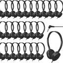 Kids Headphones Bulk 24 Pack for Classroom School, Durable Wired Headphones for Kids Student Boys Girls (002 Black)