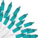 Brite Star 100 Count Mini String Christmas Lights, Teal - 22 feet Indoor/Outdoor Christmas Tree Lights with White Wire