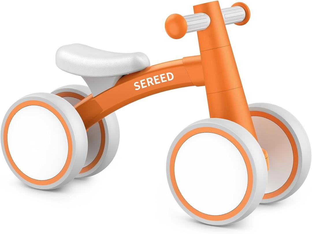 SEREED Baby Balance Bike for 1 Year Old Boys Girls 12-24 Month Toddler Balance Bike, 4 Wheels Toddler First Bike, First Birthday Gifts (Orange)