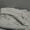 MooMee Striped Duvet Cover Set 100% Washed Cotton Linen Like Textured Breathable Durable Soft Comfy (Sage Green White Wide Stripes, King 104"x90")