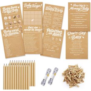 Baby Shower Games Boy8 Games, Fun and Easy to Play, Includes Baby Bingo, Don't Say Baby, Guess Who Mommy or Daddy, Word Scramble, Prediction and Advice Cards, How Big is Mommy's Belly, Baby Trivia