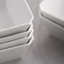 Samsle Porcelain Cereal Bowls, 16 oz Square Serving Bowls Set, 5 Inch White Ceramic Bowls for Salad, Soup, Snack, Dessert and Marmalade, Dishwasher & Microwave Safe, Set of 6