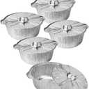 74.4 OZ Disposable Aluminum Pot with Lid Disposable Pots Oven-Ready, Aluminum Disposable Pots Round Foil Pans for Cooking, Baking, and Heating Food Container Stove Compatible Baking Foil Pan 5PCS