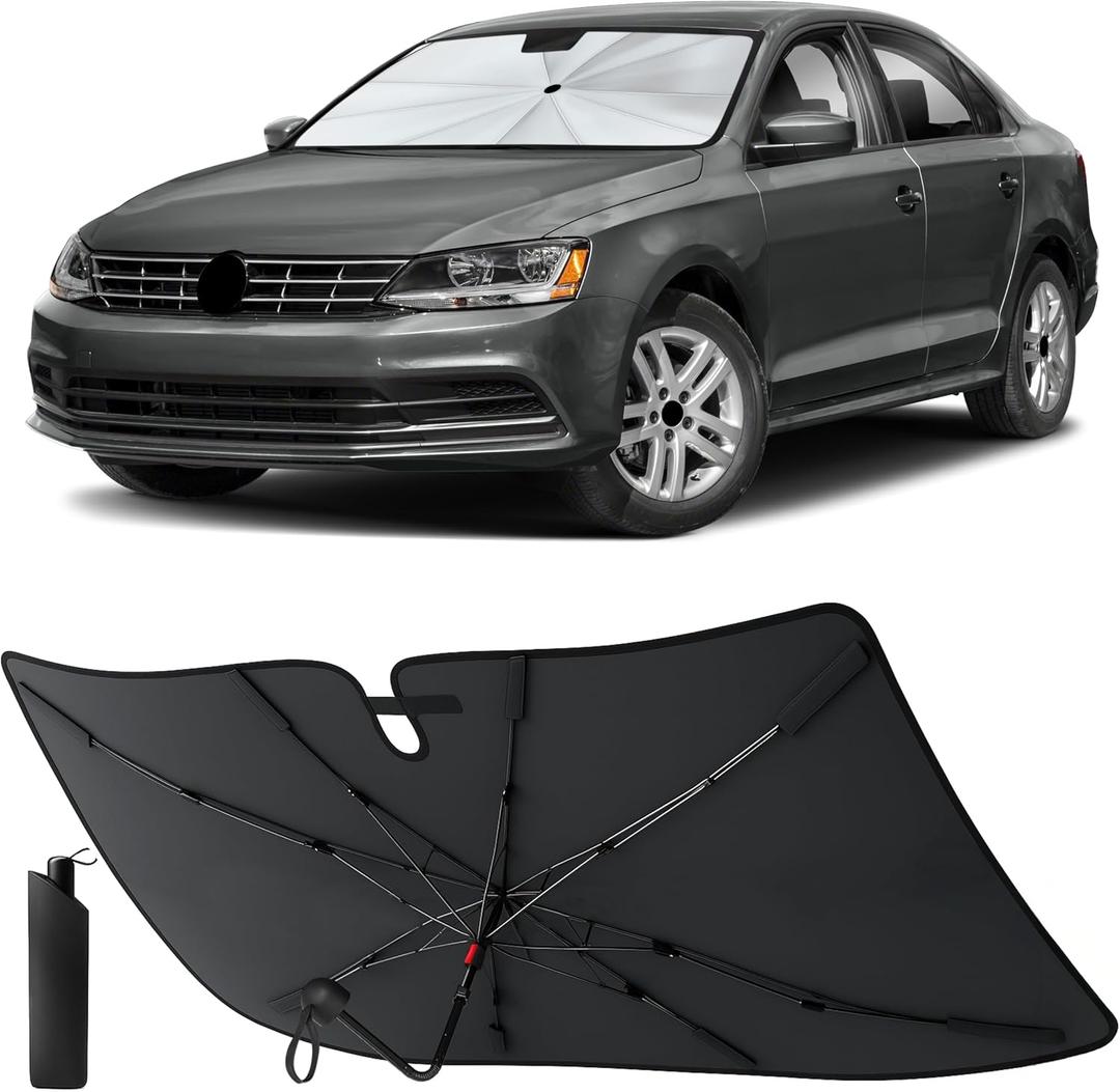 EcoNour Foldable Windshield Sun Shade & Window Tint Fit for 2011-2016 2017 2018 Volkswagen Jetta Sunshade, Front Car Window Shades Sun Visor, UV Protection, Heat Blocker, Car Accessories