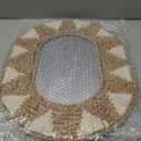 Briful Bohomain Wall Mirror Oval Decorative Mirror Seagrass Wall-Mounted Mirror Farmhouse Home Dcor, Hanging Wall Art for Living Room Bedroom Dining Room, Size-16.54''x12.6'' (Brown and White)