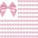100 PCS Bows for Gift Wrapping, 2.75" Satin Ribbon Bows with Double-Sided Tape, Small Bows for Crafts, Bow Decor, Mini Bows Decorations for Party Baby Shower Birthday Wedding (Pink)