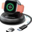 NEWDERY Charger for Pixel Watch 3 2 & for Fitbit Sense 2/Versa 4 3, Retractable USB C Charging Cable with USB A Adapter, Portable Replacement Dock Stand for Fitbit & for Google Smartwatch