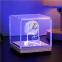 Championship Ring Display Case with Led Light, UV-Protected Clear Challenge Coin Holder with Walnut Wood Stand Base, Display Box for Memorabilia, Gift for Baseball, Softball, Super Bowl, Football Ring