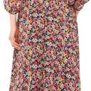 Vince Camuto Women's 3/4 Puff Sleeve V-Neck Smocked Waist Maxi Dress,Medium