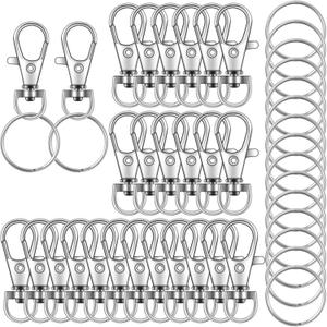 104PCS Swivel Snap Hooks with Key Rings, Metal Lobster Claw Clasp, Keychain Rings for Crafts(Silver, 1.37inch(36mm)