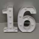 Pooqla Decorative Led Light Up Number Letters, White Plastic Marquee Number Lights Sign 16th Birthday Decorations for Girls Boys Party Wedding Decor Battery Operated Number (16)
