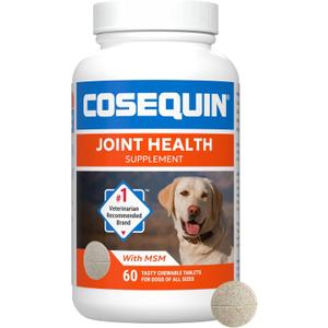 Nutramax Laboratories Cosequin Maximum Strength Joint Health Supplement for Dogs - With Glucosamine, Chondroitin, and MSM, 60 Chewable Tablets