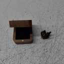 Hand-Carved Cat Wooden Ring Box - Magnetic Closure Wedding & Engagement Jewelry Gift Box (Black Cat)