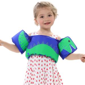 Double Couple Toddler Swim Vest with Sleeves Cartoon Adjustable Strap Swimming Jacket Pool Floaties for Kids 20-50 Pounds Boys and Girls Child