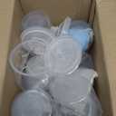 YUZES Disposable Paint Cups for Spray Gun 20oz (600ml), 50 Paint Cups with Lids, 2 Reusable Hard Cups & 2 Adapters, 20 Plugs, PTFE Tape, Stirrer, Disposable Paint Gun Cups for Mix, Spray & Store Paint