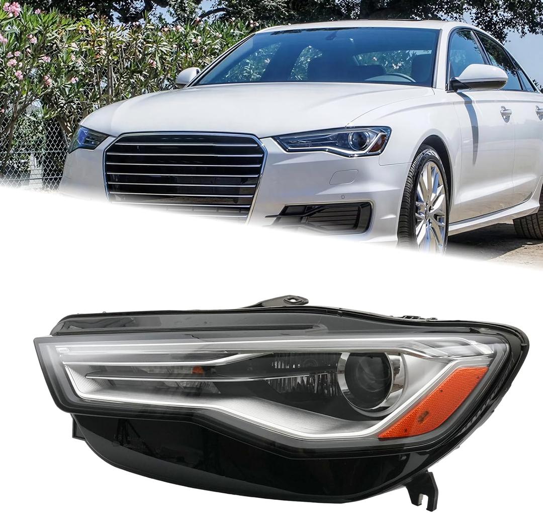 LH HID/Xenon Headlight Assembly Fit for 2016 2017 2018 Audi A6 Quattro S6 LED DRL Headlamp Left Driver Side Without Ballast and Bulb AU2502195 4G0941043H