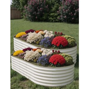 GarveeLife 10x4x1.5ft 2-Pack Raised Garden Bed - Galvanized Steel Outdoor Planter Box for Vegetables, Flowers & Herbs - Durable Rust-Resistant Garden Box, Easy Assembly Raised Beds for Gardening, Beige