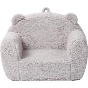 Comfy Toddler Chair, Snuggly Kids Armchair, Light Grey Teddy Bear
