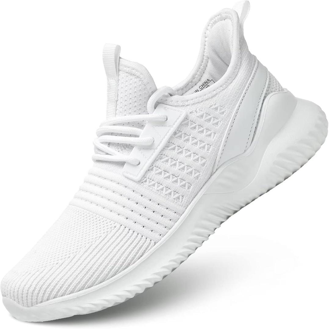 Chopben Women's Walking Shoes Lightweight Breathable Running Shoes Non Slip Athletic Fashion Sneakers Mesh Workout Casual Sports (6, White)